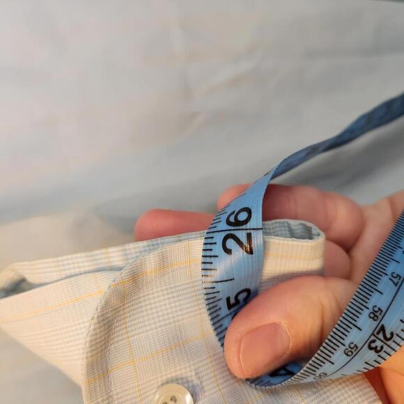 Brooks Brothers Slim Fit Non-Iron Dress Shirt - Light Blue Plaid- 16 4/5 - Picture 6 of 9